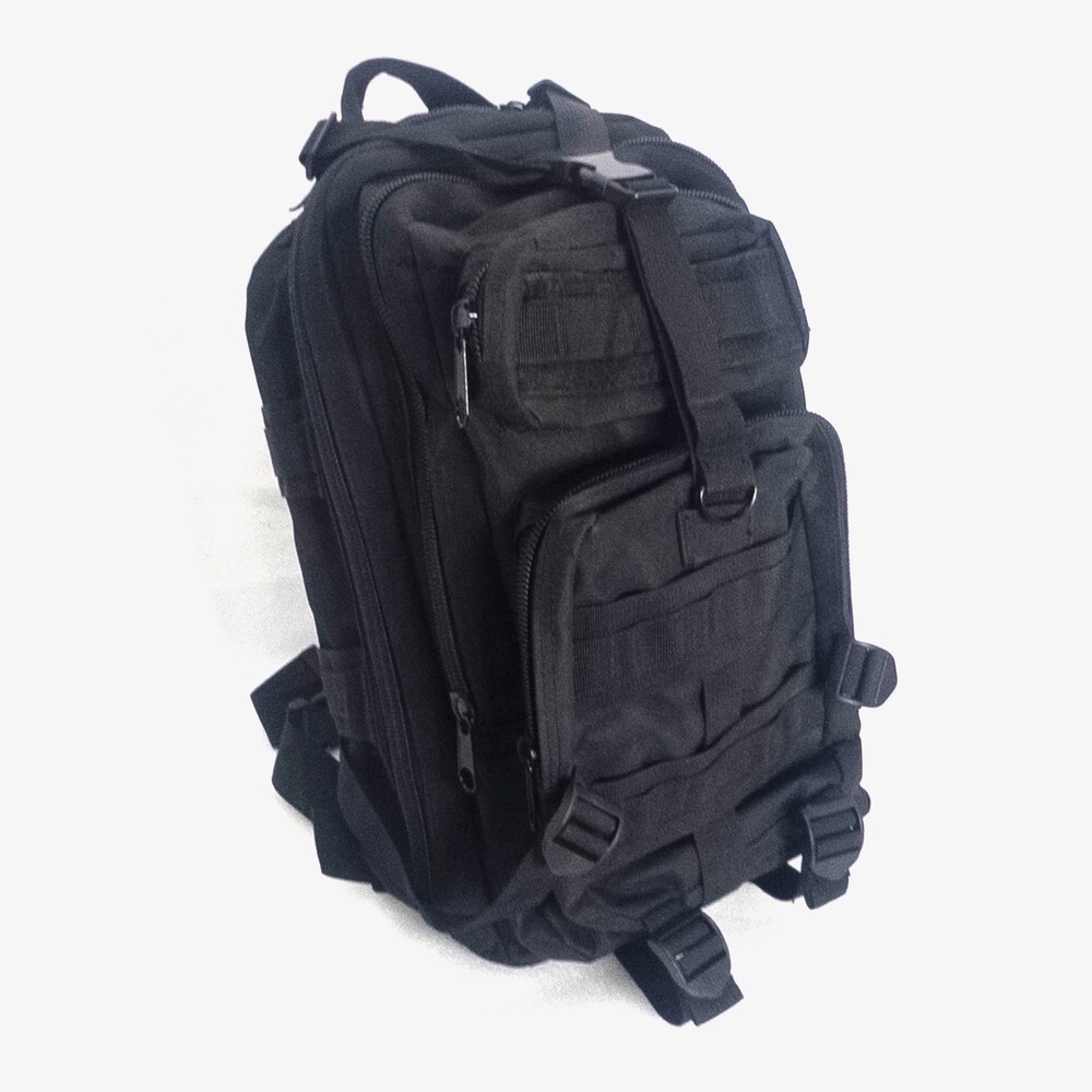 Small Black Tactical Backpack with Multiple Compartments